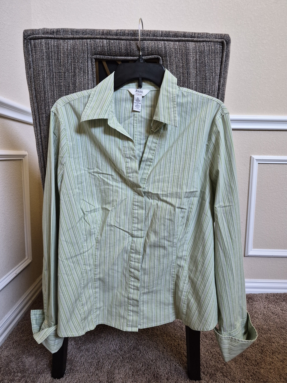 Bass Light Green and White Striped Button-Up Shirt - Picture 11 of 12